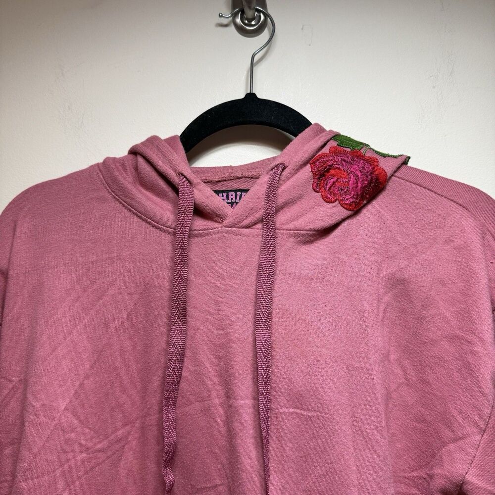 Dusty Pink Thrill 94 Hood Pullover Cottagecore Grannycore Embroidery Floral Rose